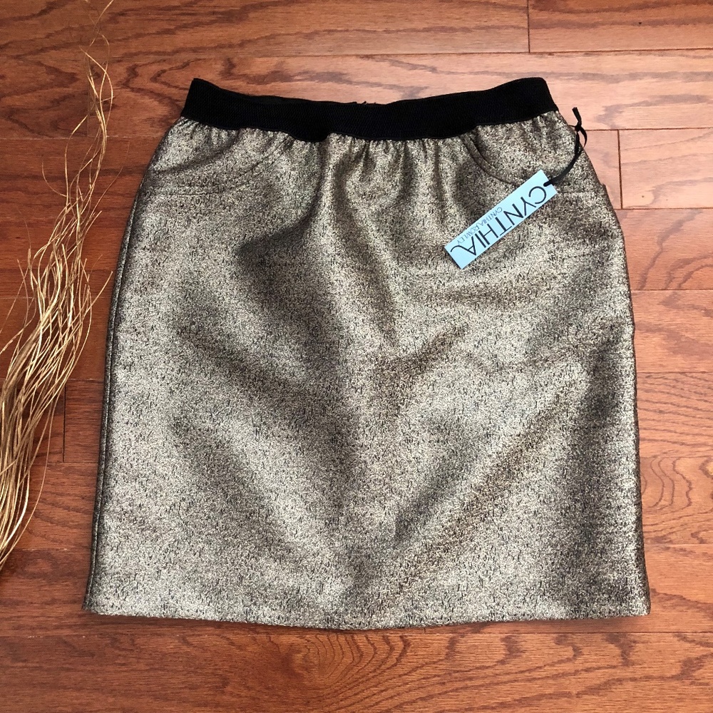 NWT Cynthia Rowley Gold Foil Mini Skirt, Size 6